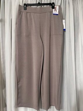 Mondetta Wide Leg Pull-On Pants in Taupe Size L